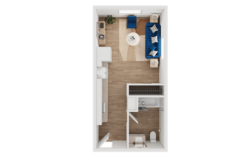 Floor plan for studio, 1 bath, 412 sqft